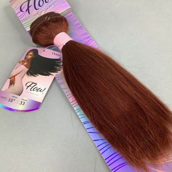 10" Flow #33 Auburn  Yaki Straight 100% Human Hair Extensions by Outre - Picture 2 of 4